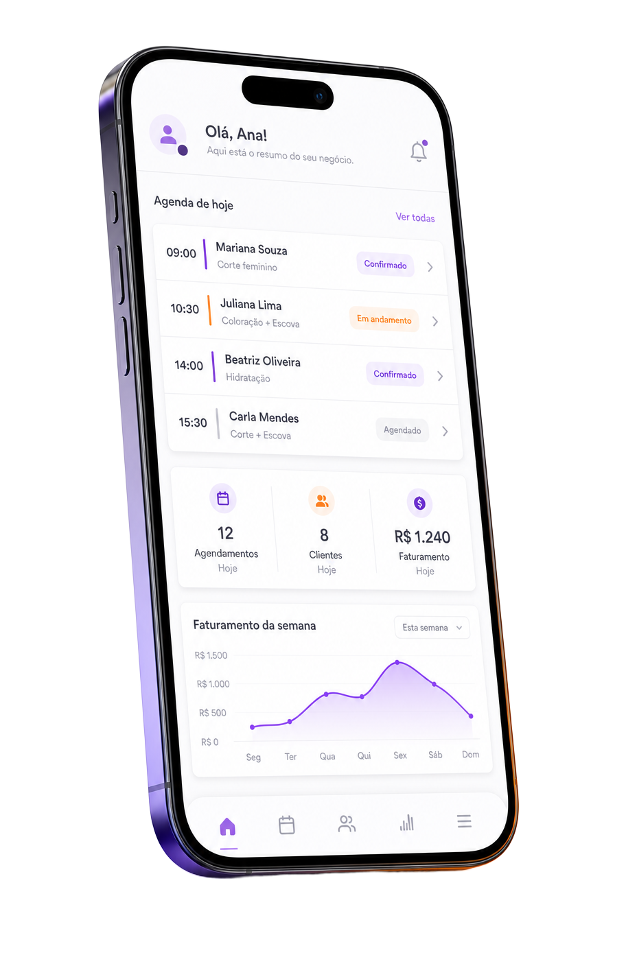 App Zeloviva no celular com agenda e financeiro